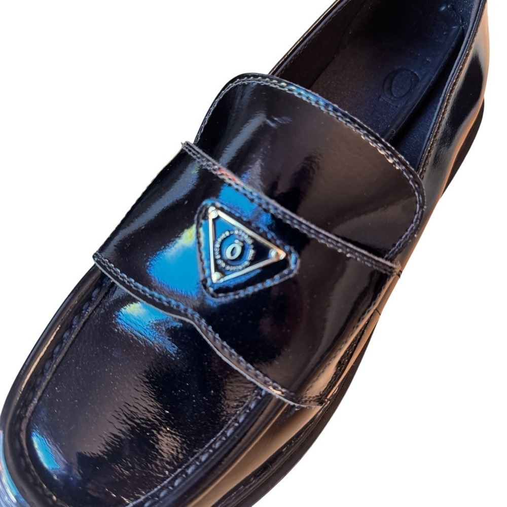 NoSkin Lulie Black Patent Lug Sole Loafers EU 38 US 7.5 New Without Box Chic - Picture 10 of 15